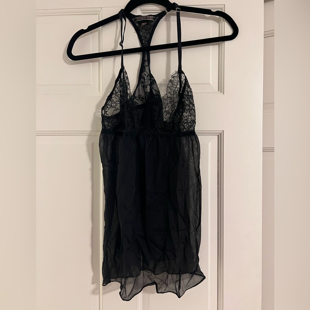 NWOT Victoria's Secret Black Sheer Lace Chemise